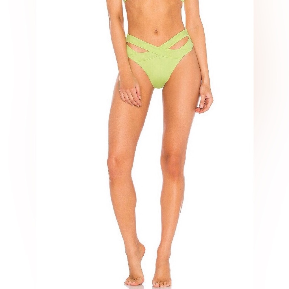 Onia Isla Sharp Green High Waist Cutout Bikini Bottoms Sz S